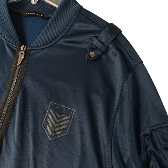 Sean John Performance Jacket Mens 3X Navy Blue Spell Out Street Zip Full Zip - Picture 1 of 10